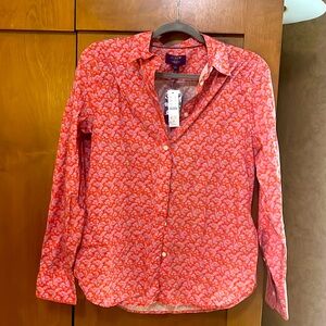 Jcrew button down.  New with tags.  Size 8. Made with Liberty of London fabric.